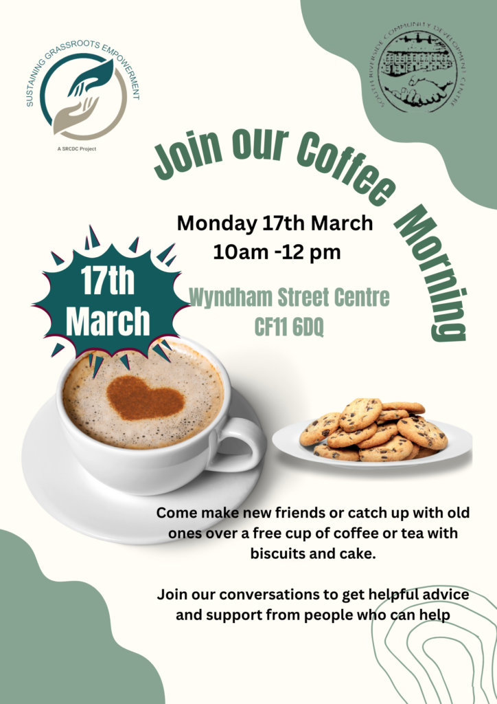 advertising a coffee morning on 17th March